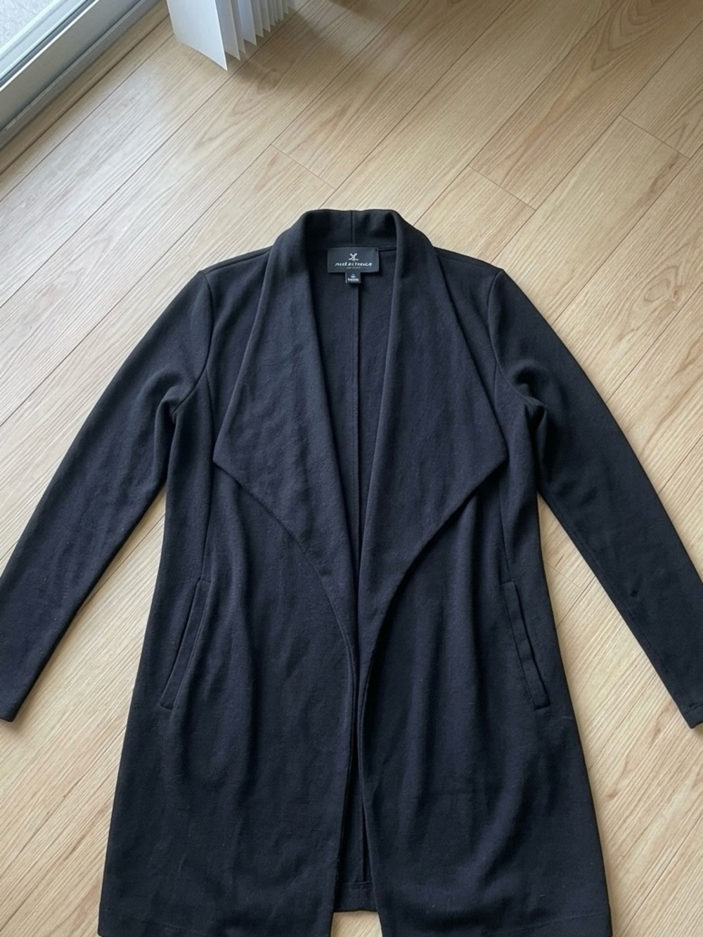 Jules & Leopold Black Waterfall Draped Cardigan Jacket Minimalist Size M